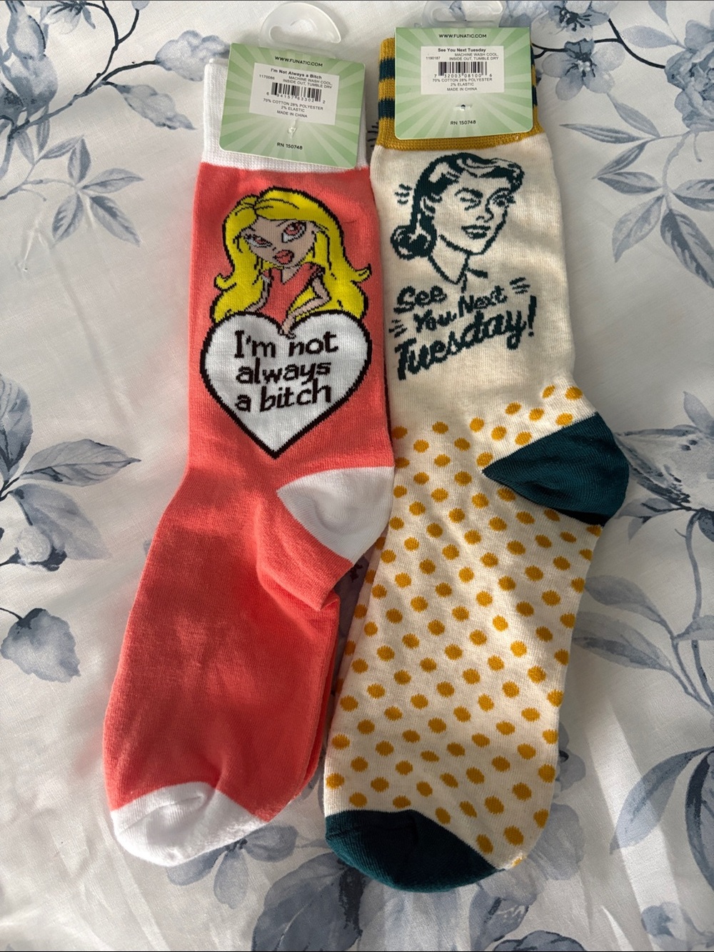 2 pairs of Novelty Women's Crew Socks -